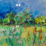 Acryl op doek, Maya Wildevuur, Bloemenveld, 1999